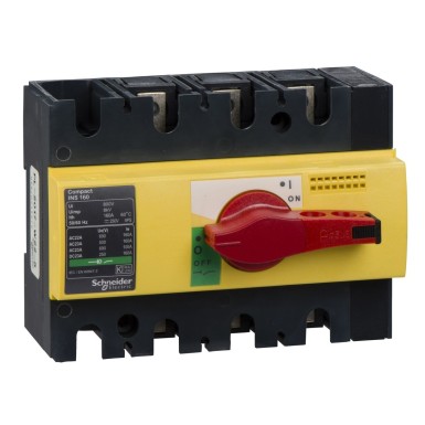 28928 - Switch disconnector, Compact INS160 , 160 A, with red rotary handle and yellow front, 3 poles - Schneider Electric - Switch disconnector, Compact INS160 , 160 A, with red rotary handle and yellow front, 3 poles - Schneider Electric - 0