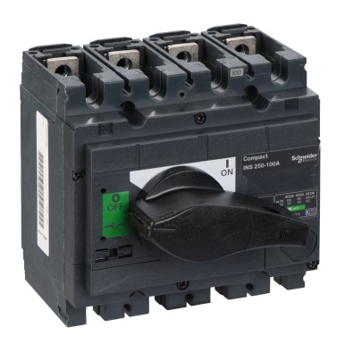 31101 - switch disconnector, Compact INS250-100 , 100 A, standard version with black rotary handle, 4 poles - Schneider Electric - switch disconnector, Compact INS250-100 , 100 A, standard version with black rotary handle, 4 poles - Schneider Electric - 0