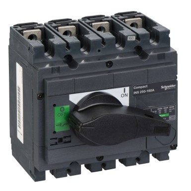 31105 - switch disconnector, Compact INS250-160 , 200 A, standard version with black rotary handle, 4 poles - Schneider Electric - switch disconnector, Compact INS250-160 , 200 A, standard version with black rotary handle, 4 poles - Schneider Electric - 0