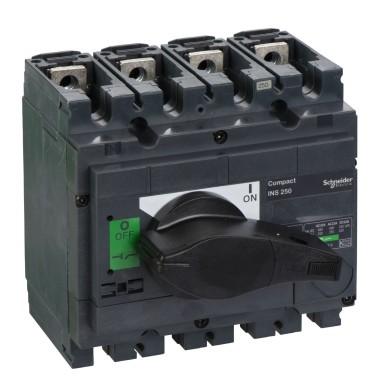 31107 - switch disconnector, Compact INS250 , 250 A, standard version with black rotary handle, 4 poles - Schneider Electric - switch disconnector, Compact INS250 , 250 A, standard version with black rotary handle, 4 poles - Schneider Electric - 0