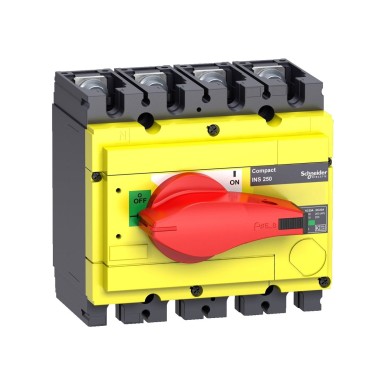 31121 - Switch disconnector, Compact INS250100 , 100 A, with red rotary handle and yellow front, 4 poles - Schneider Electric - Switch disconnector, Compact INS250100 , 100 A, with red rotary handle and yellow front, 4 poles - Schneider Electric - 0