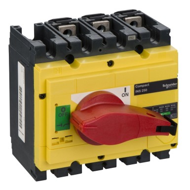 31126 - Switch disconnector, Compact INS250 , 250 A, with red rotary handle and yellow front, 3 poles - Schneider Electric - Switch disconnector, Compact INS250 , 250 A, with red rotary handle and yellow front, 3 poles - Schneider Electric - 0