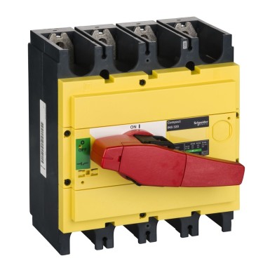 31129 - Switch disconnector, Compact INS320 , 320 A, with red rotary handle and yellow front, 4 poles - Schneider Electric - Switch disconnector, Compact INS320 , 320 A, with red rotary handle and yellow front, 4 poles - Schneider Electric - 0