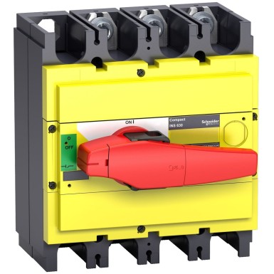 31132 - Switch disconnector, Compact INS500 , 500 A, with red rotary handle and yellow front, 3 poles - Schneider Electric - Switch disconnector, Compact INS500 , 500 A, with red rotary handle and yellow front, 3 poles - Schneider Electric - 0