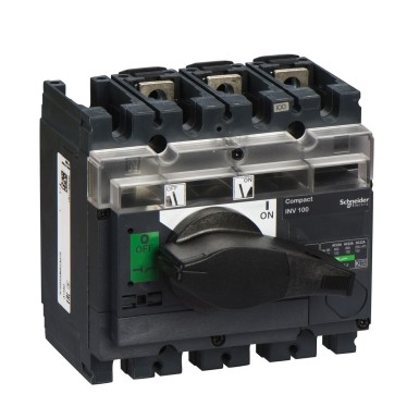 31160 - switch disconnector, Compact INV100, visible break, 100 A, standard version with black rotary handle, 3 poles - Schneider Electric - switch disconnector, Compact INV100, visible break, 100 A, standard version with black rotary handle, 3 poles - Schneider Electric - 0