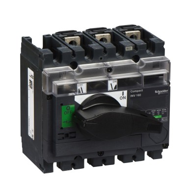 31164 - switch disconnector, Compact INV160, visible break, 160 A, standard version with black rotary handle, 3 poles - Schneider Electric - switch disconnector, Compact INV160, visible break, 160 A, standard version with black rotary handle, 3 poles - Schneider Electric - 0