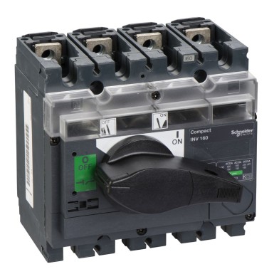 31165 - switch disconnector, Compact INV160, visible break, 160 A, standard version with black rotary handle, 4 poles - Schneider Electric - switch disconnector, Compact INV160, visible break, 160 A, standard version with black rotary handle, 4 poles - Schneider Electric - 0