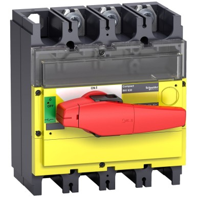 31190 - switch disconnector, Compact INV400, visible break, 400 A, with red rotary handle and yellow front, 3 poles - Schneider Electric - switch disconnector, Compact INV400, visible break, 400 A, with red rotary handle and yellow front, 3 poles - Schneider Electric - 0