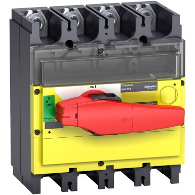 31191 - switch disconnector, Compact INV400, visible break, 400 A, with red rotary handle and yellow front, 4 poles - Schneider Electric - switch disconnector, Compact INV400, visible break, 400 A, with red rotary handle and yellow front, 4 poles - Schneider Electric - 0