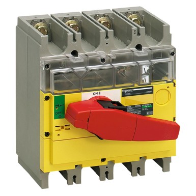 31195 - switch disconnector, Compact INV630, visible break, 630 A, with red rotary handle and yellow front, 4 poles - Schneider Electric - switch disconnector, Compact INV630, visible break, 630 A, with red rotary handle and yellow front, 4 poles - Schneider Electric - 0