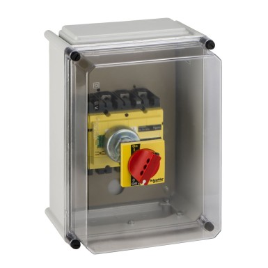 31205 - individual enclosure, Compact INS250-100 to INS250, extended red rotary handle on yellow front, plastic, IP55 - Schneider Electric - individual enclosure, Compact INS250-100 to INS250, extended red rotary handle on yellow front, plastic, IP55 - Schneider Electric - 0