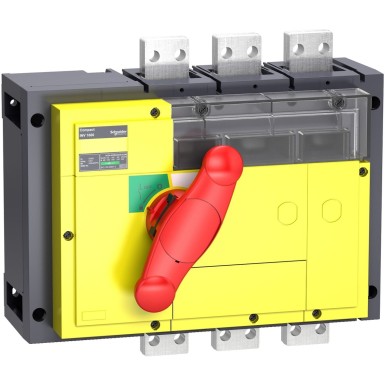 31372 - switch disconnector, Compact INV800, visible break, 800 A, with red rotary handle and yellow front, 3 poles - Schneider Electric - switch disconnector, Compact INV800, visible break, 800 A, with red rotary handle and yellow front, 3 poles - Schneider Electric - 0