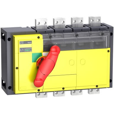 31373 - switch disconnector, Compact INV800, visible break, 800 A, with red rotary handle and yellow front, 4 poles - Schneider Electric - switch disconnector, Compact INV800, visible break, 800 A, with red rotary handle and yellow front, 4 poles - Schneider Electric - 0