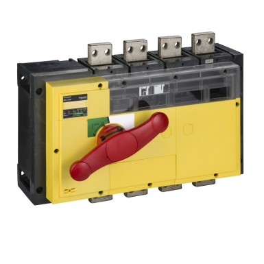 31377 - switch disconnector, Compact INV1250, visible break, 1250 A, with red rotary handle and yellow front, 4 poles - Schneider Electric - switch disconnector, Compact INV1250, visible break, 1250 A, with red rotary handle and yellow front, 4 poles - Schneider Electric - 0