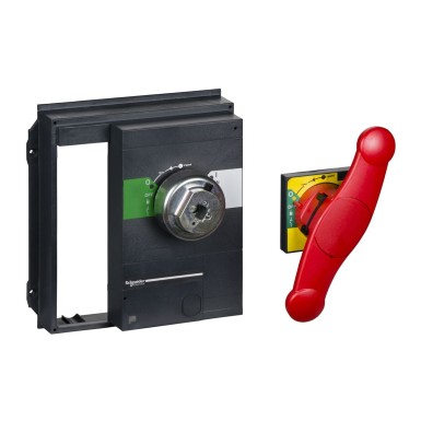 33879 - extended rotary handle, ComPact NS630b/NS1600 fixed/drawout, red handle on yellow front, shaft length 218 to 605mm, IP55 - Schneider Electric - extended rotary handle, ComPact NS630b/NS1600 fixed/drawout, red handle on yellow front, shaft length 218 to 605mm, IP55 - Schneider Electric - 0