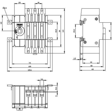 3KD1630-2ME10-0 - Switch-disconnector 16A, Size 1, 3-pole Front operating mechanism left Basic unit without handle Box terminal - Siemens - Switch-disconnector 16A, Size 1, 3-pole Front operating mechanism left Basic unit without handle Box terminal - Siemens - 1