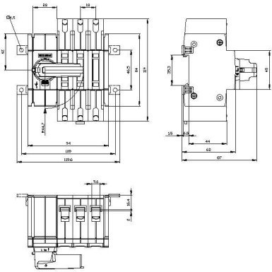 3KD1632-2ME10-0 - Switch-disconnector 16A, Size 1, 3-pole Front operating mechanism left Complete unit with direct operating mechanism gray Box terminal - Siemens - Switch-disconnector 16A, Size 1, 3-pole Front operating mechanism left Complete unit with direct operating mechanism gray Box terminal - Siemens - 1