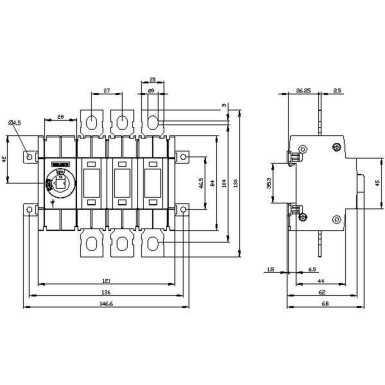 3KD3030-0NE10-0 - Switch-disconnector 100 A, Size 2, 3-pole Front operating mechanism left Basic unit without handle flat terminal incl. phase barriers - Siemens - Switch-disconnector 100 A, Size 2, 3-pole Front operating mechanism left Basic unit without handle flat terminal incl. phase barriers - Siemens - 1