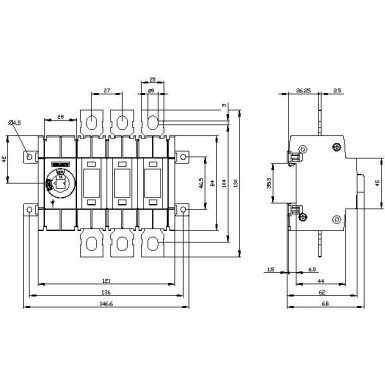 3KD3230-0NE10-0 - Switch-disconnector 125 A, Size 2, 3-pole Front operating mechanism left Basic unit without handle flat terminal incl. phase barriers - Siemens - Switch-disconnector 125 A, Size 2, 3-pole Front operating mechanism left Basic unit without handle flat terminal incl. phase barriers - Siemens - 1