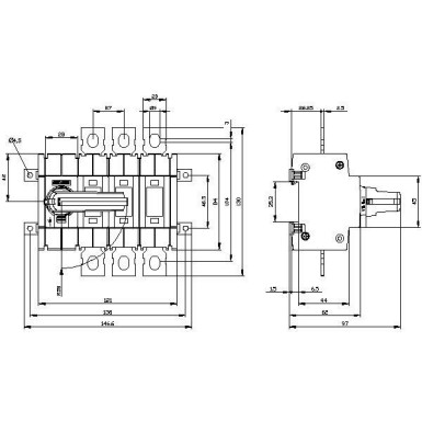 3KD3632-0NE10-0 - Switch-disconnector 200 A, Size 2, 3-pole Front operating mechanism left Complete unit with direct operating mechanism gray flat terminal incl. phase barriers - Siemens - Switch-disconnector 200 A, Size 2, 3-pole Front operating mechanism left Complete unit with direct operating mechanism gray flat terminal incl. phase barriers - Siemens - 1