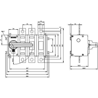 3KD3632-0PE10-0 - Switch-disconnector 200 A, Size 3, 3-pole Front operating mechanism left Complete unit with direct operating mechanism gray flat terminal - Siemens - Switch-disconnector 200 A, Size 3, 3-pole Front operating mechanism left Complete unit with direct operating mechanism gray flat terminal - Siemens - 1