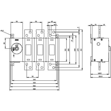 3KD5430-0RE10-0 - Switch-disconnector 1600 A, Size 5, 3-pole Front operating mechanism left Basic unit without handle flat terminal - Siemens - Switch-disconnector 1600 A, Size 5, 3-pole Front operating mechanism left Basic unit without handle flat terminal - Siemens - 1