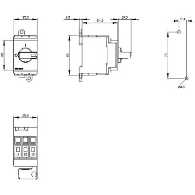 3LD3030-0TK11 - Switch-disconnector 3LD3, Iu 16 A General switch 3-pole rated operational power with AC-23 A for 400V 7.5kW Installation in distribution boards, Basic switch with selector knob black - Siemens - Switch-disconnector 3LD3, Iu 16 A General switch 3-pole rated operational power with AC-23 A for 400V 7.5kW Installation in distribution boards, Basic switch with selector knob black - Siemens - 1