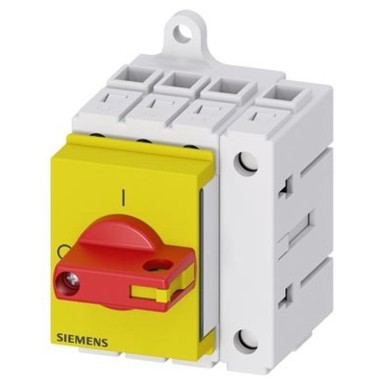 3LD3030-0TL13 - Switch-disconnector 3LD3, Iu 16 A Main switch 3-pole + N rated power for use with AC-23 A for 400V 7.5kW Installation in distribution boards, Basic switch with selector knob red / yellow - Siemens - Switch-disconnector 3LD3, Iu 16 A Main switch 3-pole + N rated power for use with AC-23 A for 400V 7.5kW Installation in distribution boards, Basic switch with selector knob red / yellow - Siemens - 0