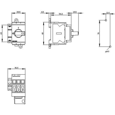 3LD3030-1TK11 - Switch-disconnector 3LD3, Iu 16 A Main switch 3-pole rated power with AC-23 A for 400V 7.5kW Installation in distribution boards, Basic switch with selector knob black with auxiliary switch 1OE + 1S - Siemens - Switch-disconnector 3LD3, Iu 16 A Main switch 3-pole rated power with AC-23 A for 400V 7.5kW Installation in distribution boards, Basic switch with selector knob black with auxiliary switch 1OE + 1S - Siemens - 1