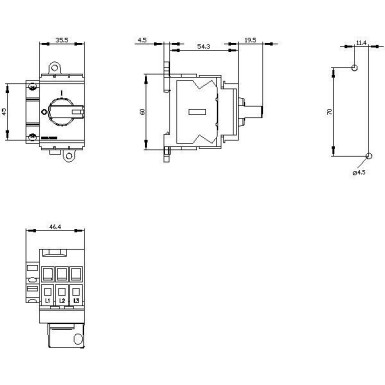 3LD3030-1TK13 - Switch-disconnector 3LD3, Iu 16 A Main switch 3-pole rated power with AC-23 A for 400V 7.5kW Installation in distribution boards, Basic switch with selector knob red / yellow with auxiliary switch 1OE + 1S - Siemens - Switch-disconnector 3LD3, Iu 16 A Main switch 3-pole rated power with AC-23 A for 400V 7.5kW Installation in distribution boards, Basic switch with selector knob red / yellow with auxiliary switch 1OE + 1S - Siemens - 1