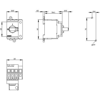 3LD3130-0TL13 - 3LD3 switch-disconnector, Iu 25 A General switch 3-pole + N rated operating power with AC-23 A for 400V 9.0kW Installation in distribution boards, Basic switch with selector knob red / yellow - Siemens - 3LD3 switch-disconnector, Iu 25 A General switch 3-pole + N rated operating power with AC-23 A for 400V 9.0kW Installation in distribution boards, Basic switch with selector knob red / yellow - Siemens - 1