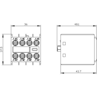 3RH2911-1FA04 - Auxiliary switch on the front, 4 NC Current path 1 NC, 1 NC, 1 NC, 1 NC for 3RH and 3RT screw termin - Siemens - Auxiliary switch on the front, 4 NC Current path 1 NC, 1 NC, 1 NC, 1 NC for 3RH and 3RT screw termin - Siemens - 1