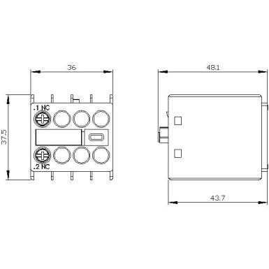 3RH2911-1HA01 - Auxiliary switch on the front, 1 NC Current path 1 NC for 3RH and 3RT screw terminal .1/.2, --/-- - Siemens - Auxiliary switch on the front, 1 NC Current path 1 NC for 3RH and 3RT screw terminal .1/.2, --/-- - Siemens - 5