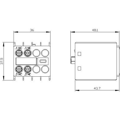 3RH2911-1HA02 - Auxiliary switch on the front, 2 NC Current path 1 NC, 1 NC for 3RH and 3RT screw terminal .1/.2, .1 - Siemens - Auxiliary switch on the front, 2 NC Current path 1 NC, 1 NC for 3RH and 3RT screw terminal .1/.2, .1 - Siemens - 3