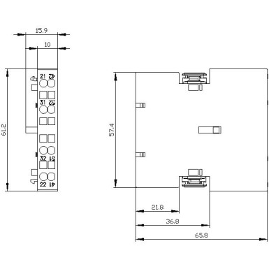 3RH2911-2DA02 - Auxiliary switch lateral, 2 NC Current path 1 NC, 1 NC for 3RH and 3RT spring-type terminal R: 21/22 - Siemens - Auxiliary switch lateral, 2 NC Current path 1 NC, 1 NC for 3RH and 3RT spring-type terminal R: 21/22 - Siemens - 1