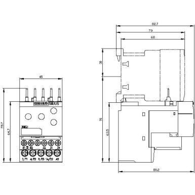 3RR2141-1AA30 - Monitoring relay, can be mounted to Contactor 3RT2, Size S00 basic, analog adjustment Apparent curre - Siemens - Monitoring relay, can be mounted to Contactor 3RT2, Size S00 basic, analog adjustment Apparent curre - Siemens - 1