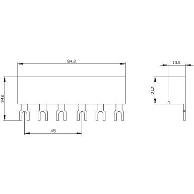 3RV1915-1AB - 3-phase busbars Modular spacing 45 mm for 2 switches Fork shape connections - Siemens - 3-phase busbars Modular spacing 45 mm for 2 switches Fork shape connections - Siemens - 2