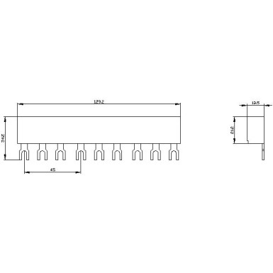 3RV1915-1BB - 3-phase busbars Modular spacing 45 mm for 3 switches Fork shape connections - Siemens - 3-phase busbars Modular spacing 45 mm for 3 switches Fork shape connections - Siemens - 1