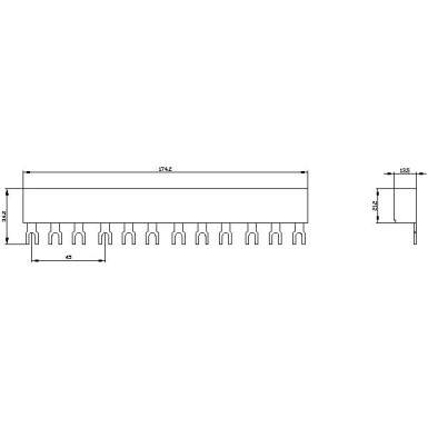 3RV1915-1CB - 3-phase busbars Modular spacing 45 mm for 4 switches Fork shape connections - Siemens - 3-phase busbars Modular spacing 45 mm for 4 switches Fork shape connections - Siemens - 1