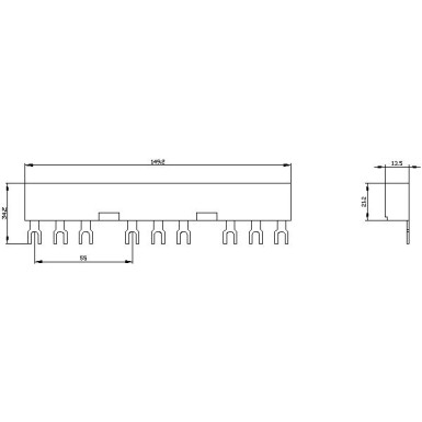 3RV1915-2BB - 3-phase busbars Modular spacing 55 mm for 3 switches and accessories Fork shape connections - Siemens - 3-phase busbars Modular spacing 55 mm for 3 switches and accessories Fork shape connections - Siemens - 0