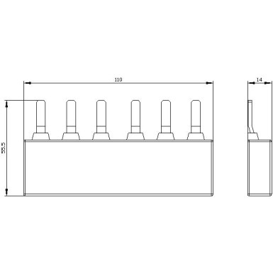 3RV1935-1A - 3-phase busbar for 2 circuit breakers Size S2 Modular spacing: 55 mm - Siemens - 3-phase busbar for 2 circuit breakers Size S2 Modular spacing: 55 mm - Siemens - 1