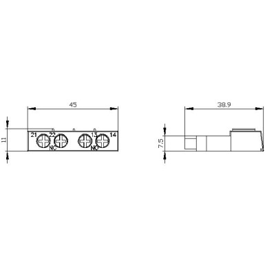 3RV2901-1E - Auxiliary switch transverse 1 NO+1 NC screw terminal for circuit breaker 3RV2 - Siemens - Auxiliary switch transverse 1 NO+1 NC screw terminal for circuit breaker 3RV2 - Siemens - 1