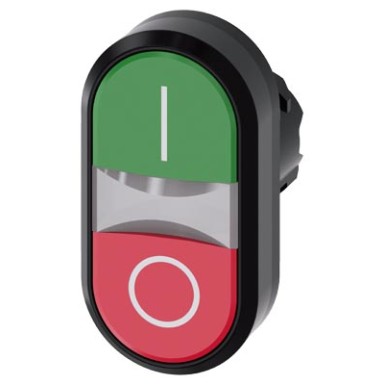 3SU1000-3AB42-0AK0 - Twin pushbutton, 22 mm, round, plastic, green: I, red: O, pushbuttons, flat - Siemens - Twin pushbutton, 22 mm, round, plastic, green: I, red: O, pushbuttons, flat - Siemens - 1