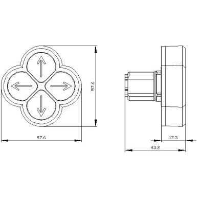 3SU1000-3FB11-0AU0 - Quadruple pushbutton, 22 mm, round, plastic, black, pushbuttons, flat, Symbol: Arrow pointing left, - Siemens - Quadruple pushbutton, 22 mm, round, plastic, black, pushbuttons, flat, Symbol: Arrow pointing left, - Siemens - 0