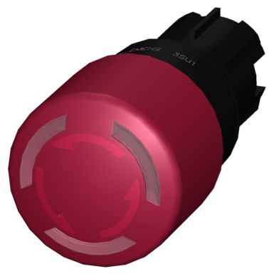 3SU1001-1GB20-0AA0 - EMERGENCY STOP mushroom pushbutton, illuminable, 22 mm, round, plastic, red, 30 mm, positive latchin - Siemens - EMERGENCY STOP mushroom pushbutton, illuminable, 22 mm, round, plastic, red, 30 mm, positive latchin - Siemens - 0