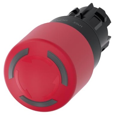 3SU1001-1GB20-0AA0 - EMERGENCY STOP mushroom pushbutton, illuminable, 22 mm, round, plastic, red, 30 mm, positive latchin - Siemens - EMERGENCY STOP mushroom pushbutton, illuminable, 22 mm, round, plastic, red, 30 mm, positive latchin - Siemens - 2