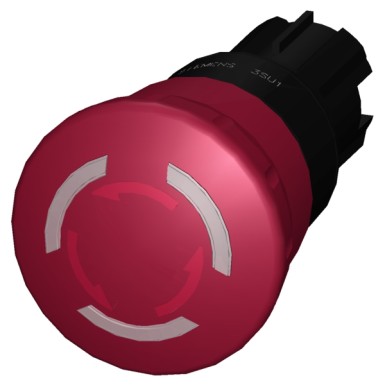 3SU1001-1HB20-0AA0 - EMERGENCY STOP mushroom pushbutton, illuminable, 22 mm, round, plastic, red, 40 mm, positive latchin - Siemens - EMERGENCY STOP mushroom pushbutton, illuminable, 22 mm, round, plastic, red, 40 mm, positive latchin - Siemens - 0