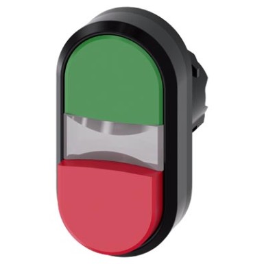 3SU1001-3BB42-0AA0 - Illuminated twin pushbutton, 22 mm, round, plastic, green, red, pushbuttons, flat and raised - Siemens - Illuminated twin pushbutton, 22 mm, round, plastic, green, red, pushbuttons, flat and raised - Siemens - 1