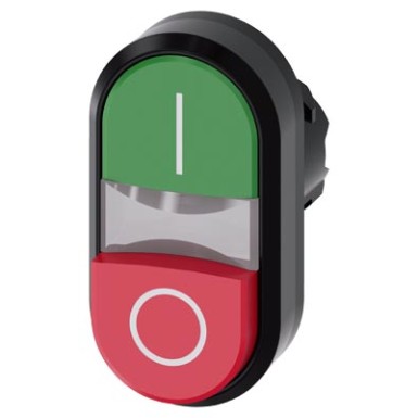 3SU1001-3BB42-0AK0 - Illuminated twin pushbutton, 22 mm, round, plastic, green: I, red: O, pushbuttons, flat and raised - Siemens - Illuminated twin pushbutton, 22 mm, round, plastic, green: I, red: O, pushbuttons, flat and raised - Siemens - 2