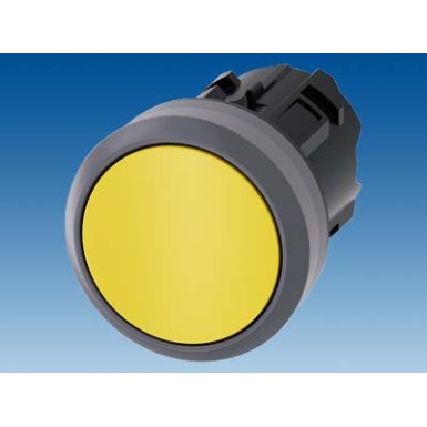 3SU1030-0AA30-0AA0 - Pushbutton, 22 mm, round, plastic with metal front ring, yellow, pushbutton, flat, latching, Push-to - Siemens - Pushbutton, 22 mm, round, plastic with metal front ring, yellow, pushbutton, flat, latching, Push-to - Siemens - 1